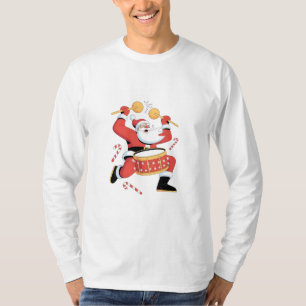 T-shirt Drummer de Père Noël moche Noël Noël Xmas Drumming