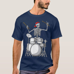 T-shirt Drummer de squelette Costume d'Halloween Jouer des