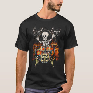 T-shirt Drummer de squelette Costume d'Halloween Jouer des
