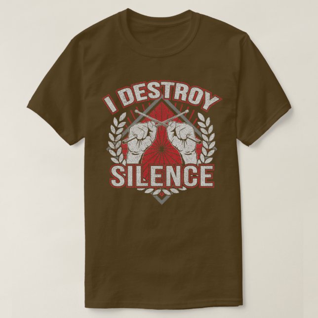 T-shirt Drummer Destroy Silence Funny 1 (Design devant)
