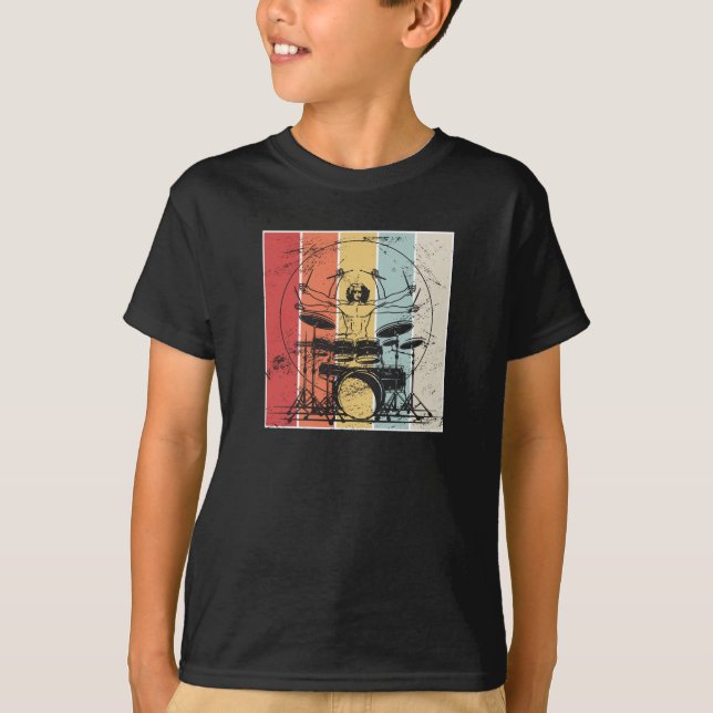 T-shirt Drummer Drummer Retro (Devant)