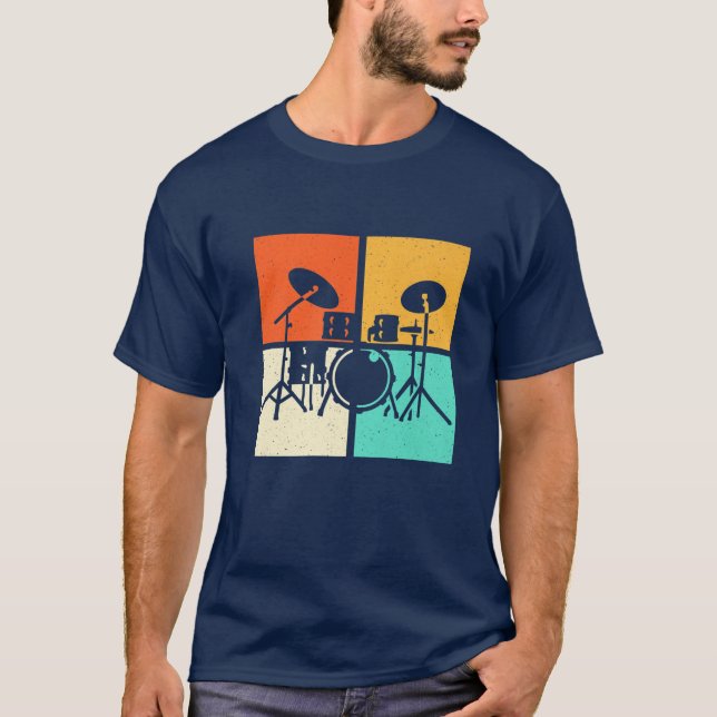 T-shirt Drummer Drumset Vintage (Devant)