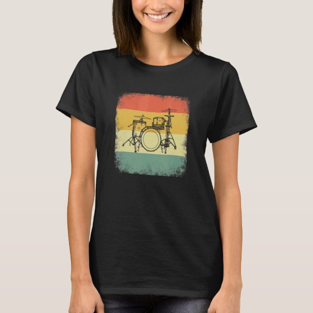 T-shirt Drummer evolution, Drumset, design for musicians_2 (Devant)