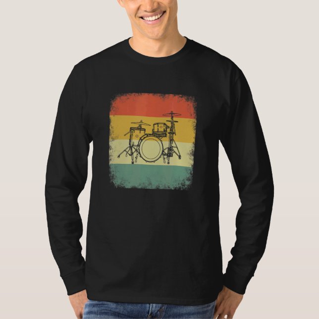 T-shirt Drummer evolution, Drumset, design for musicians_2 (Devant)