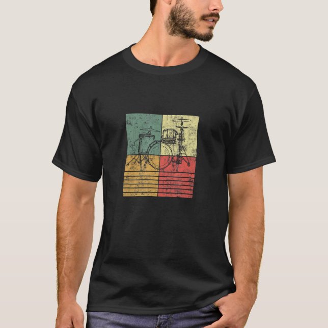 T-shirt Drummer evolution, Drumset, design pour musiciens (Devant)
