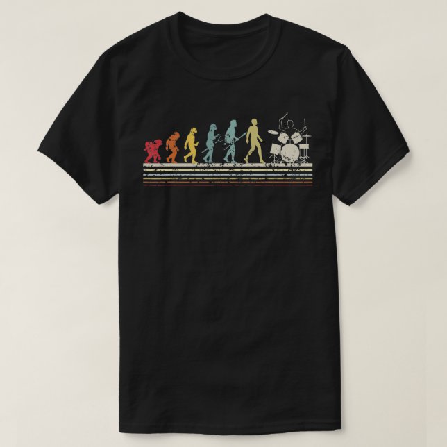 T-shirt Drummer Evolution Drumsticks Drums Rock Music Met (Design devant)
