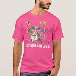 T-shirt Drummer For Jesus - Musicien de bande chrétienne W