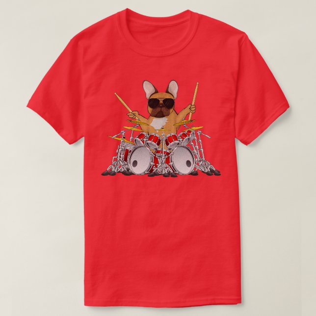 T-shirt Drummer Français Drummer Dam-chien de tambours (Design devant)