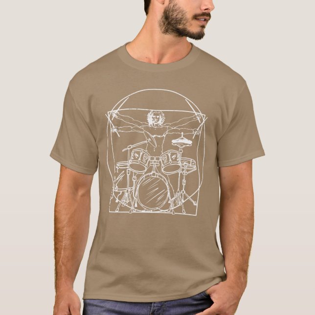 T-shirt Drummer Gift Da Vinci Drums Drawing Present for Mu (Devant)