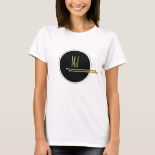 T-shirt Drummer Girl Batterie Musique Rock Monog