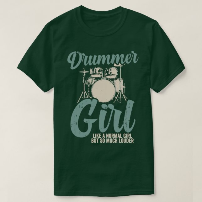 T-shirt Drummer Girl Drums Drummer Cadeau  (Design devant)