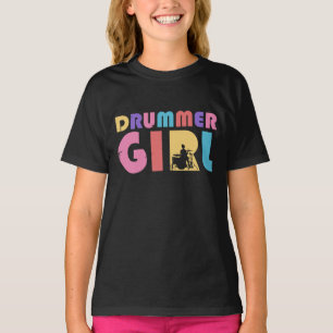 T-shirt Drummer Girl Retro Vintage
