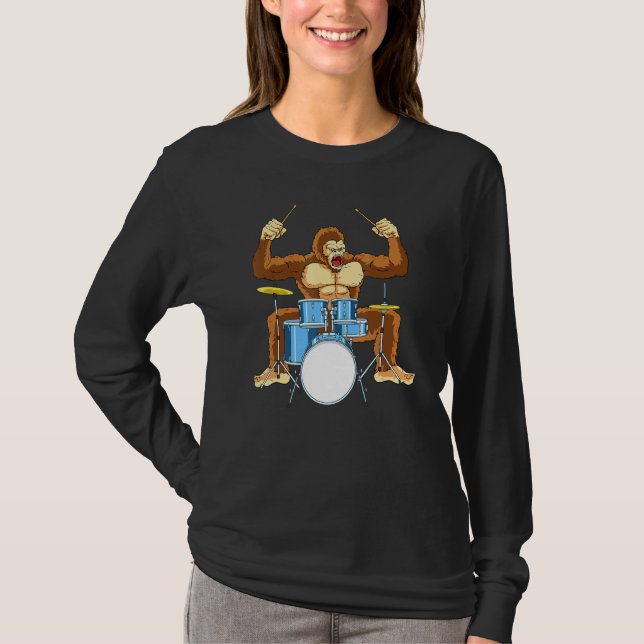 T-shirt Drummer Gorilla Drum Player Kit Snare Hi-Casquette (Devant)