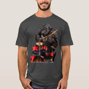 T-shirt Drummer Gorilla Jouer Drum Rock n Roll