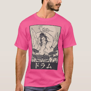 T-shirt Drummer Japonais Samurai Funny Rock Music 