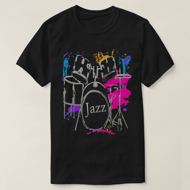 T-shirt Drummer Jazz Music Art Design (Design devant)