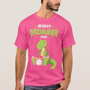 T-shirt Drummer le plus drôle jamais T-Rex perche de T-Rex