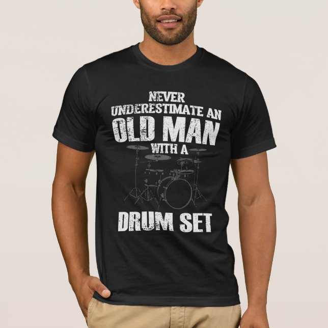 T-shirt  Drummer Men Drummer Set Old Man (Devant)