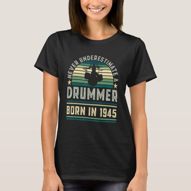 T-shirt Drummer né 1945 80e Anniversaire Drumming (Devant)