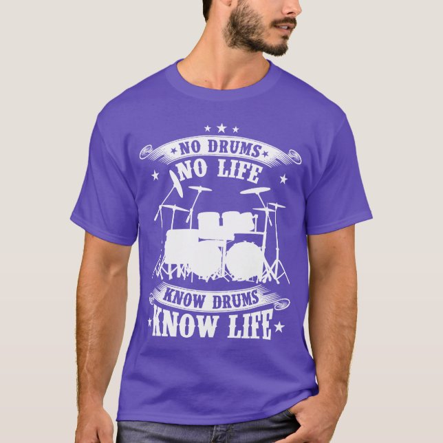 T-shirt Drummer No drums no life Know drums know life (Devant)