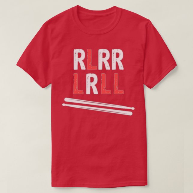 T-shirt Drummer Paradiddle Sticks Drum RLRR LRLL Design  (Design devant)