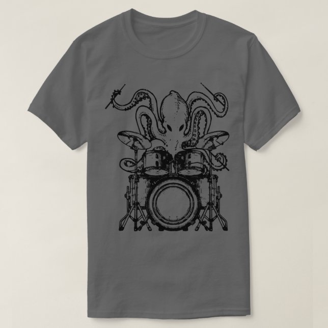 T-shirt Drummer poulpe pieuvre tambour cadeau (Design devant)