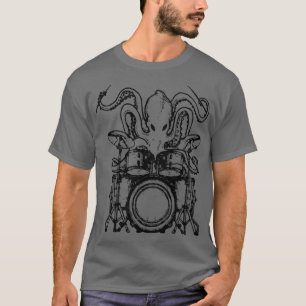 T-shirt Drummer poulpe pieuvre tambour cadeau