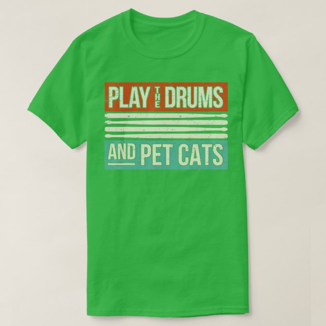 T-shirt Drummer Retro Drumming Drumming Percussion I Kitty (Design devant)