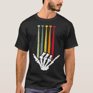 T-shirt Drummer Skeleton DrumStick Rock Music Drums Retro