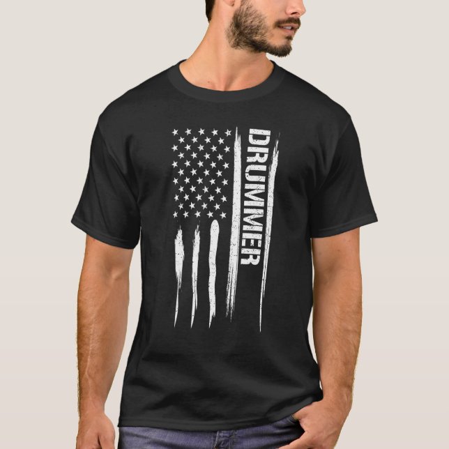 T-shirt Drums Drummer - American Flag Sayings_1 (Devant)