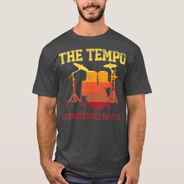 T-shirt Drums Player Drummer Drumming Funny Retro Gift (Devant)