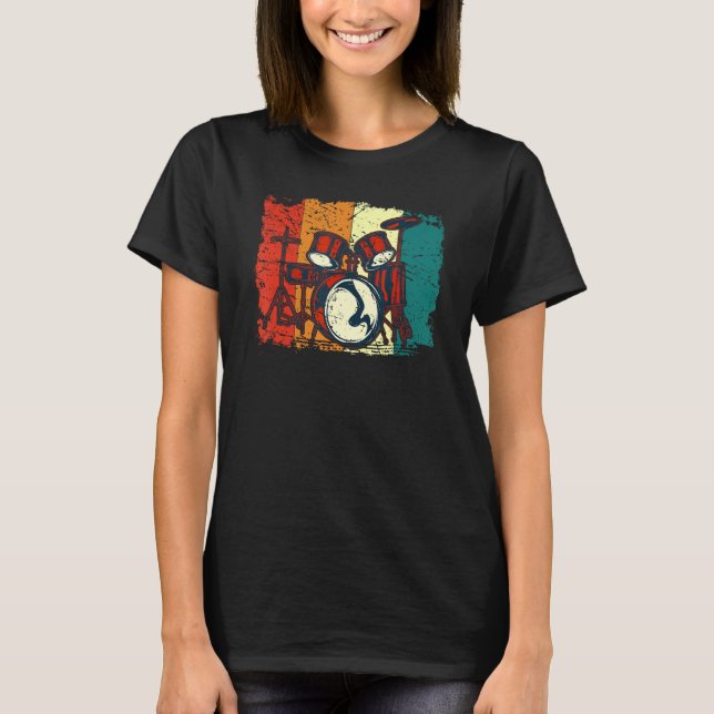 T-shirt Drumset cool Drummer Retro Drumming Cadeaux Drummi (Devant)