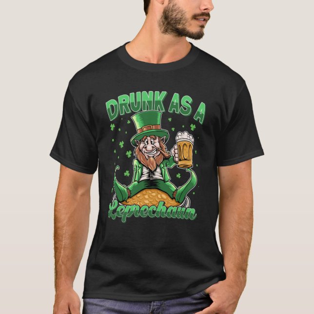 T-shirt Drunk as Leprechaun with Beer Glass St Patrick F (Devant)