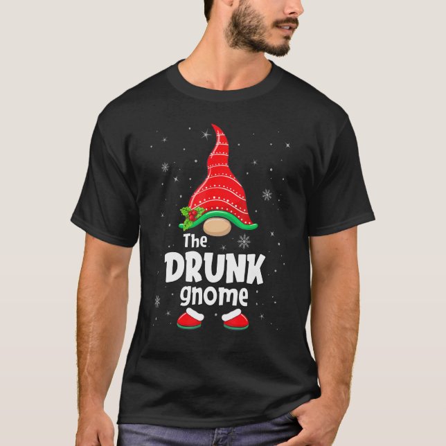 T-shirt Drunk Gnome Matching Family Group Christmas Party  (Devant)