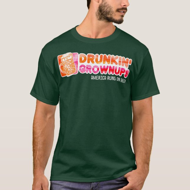 T-shirt Drunken Grownups American Papa Coule Sur La Bière  (Devant)