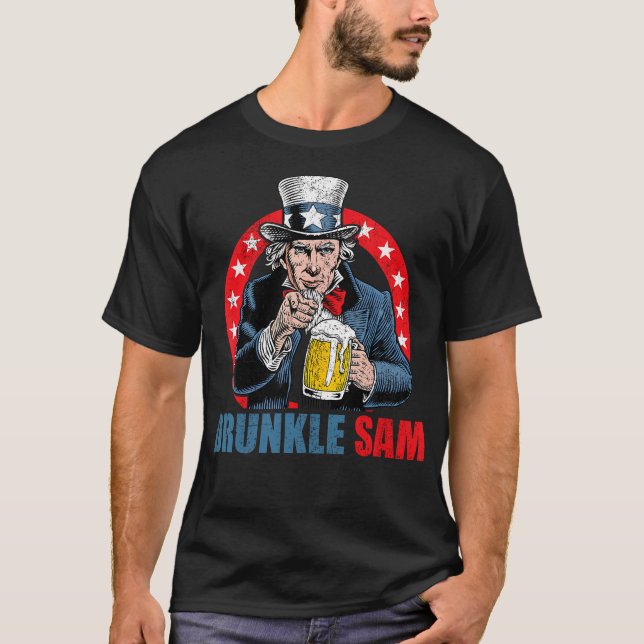 T-shirt Drunkle Sam Funny 4 juillet Oncle Sam Usa Beer D (Devant)