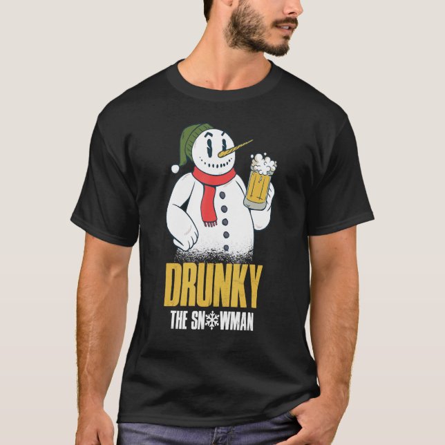 T-shirt Drunky The Snowman Merry Drunk I'm Christmas  Xmas (Devant)