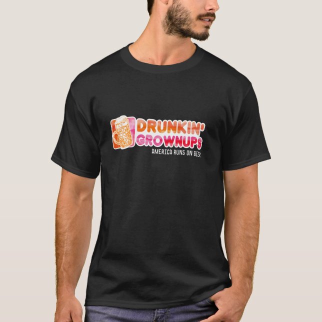 T-shirt Drunns Grownups American Dad Run On Beer Funny Lo (Devant)