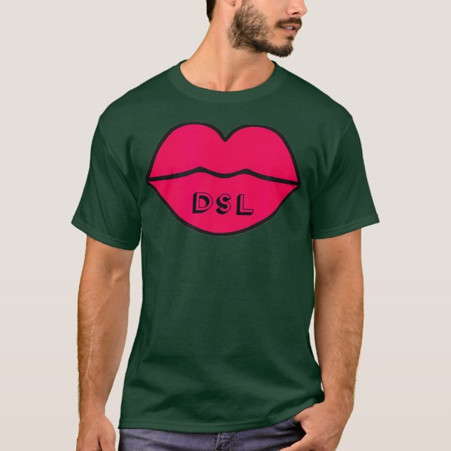 T-shirt DSL lèvres Big Hot Rose Licking Lebâton (Devant)