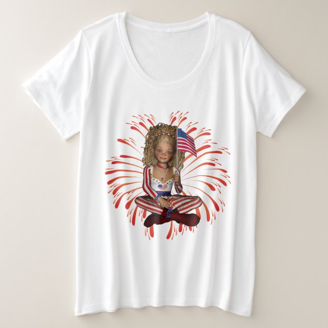 T-shirt du 4 juillet Plus Size avec Drapeau (Design devant)