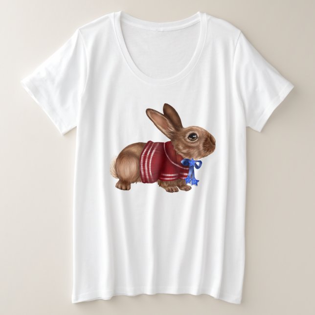 T-shirt du 4 juillet Plus Size avec lapin (Design devant)
