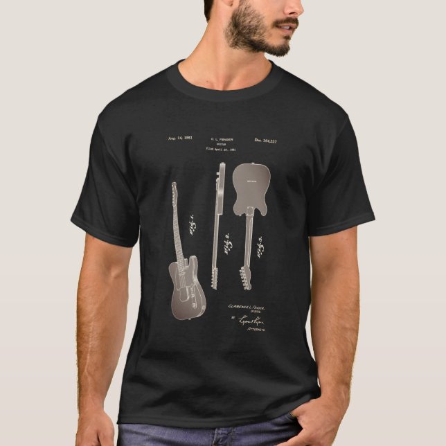 T-Shirt du brevet de guitare électrique très cool (Devant)