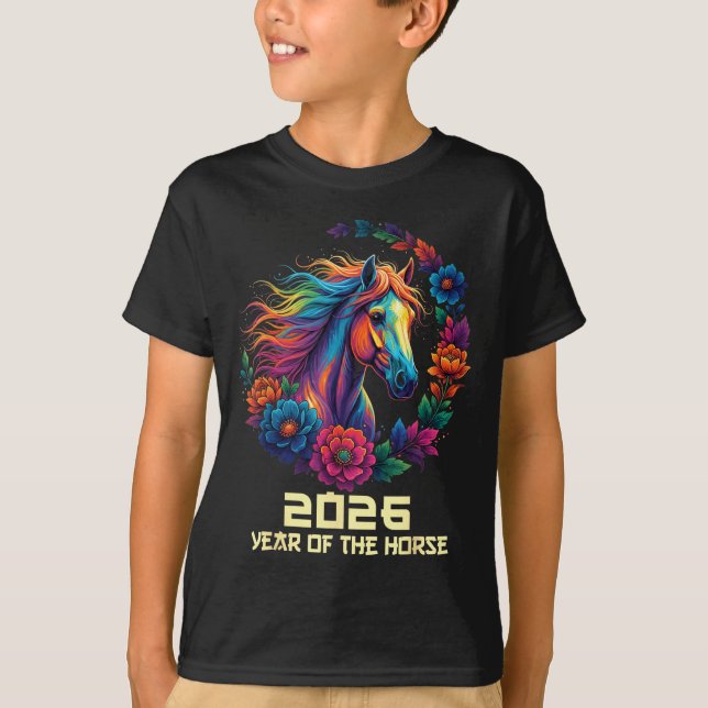 T-shirt Du Cheval Heureux Chinois 1 (Devant)