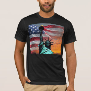 T-shirt du drapeau américain de la Statue de la L