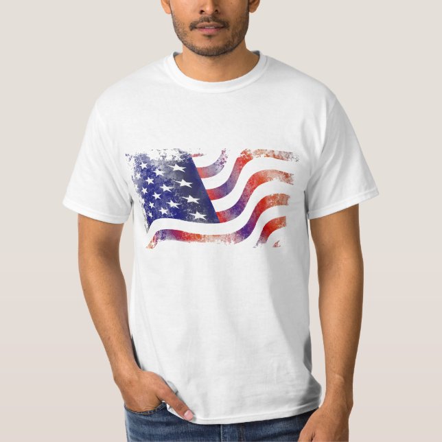 T-shirt du Drapeau Américain en état de détresse (Devant)