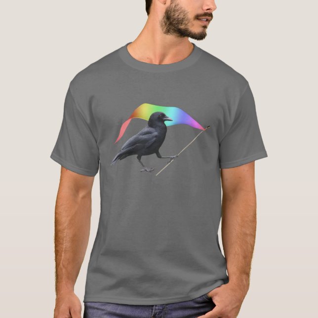 T-shirt du drapeau arc-en-ciel de corbeau (Devant)