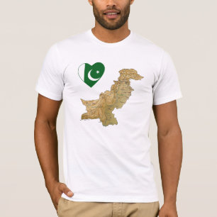 T-Shirt du drapeau du Pakistan en forme de cœur et