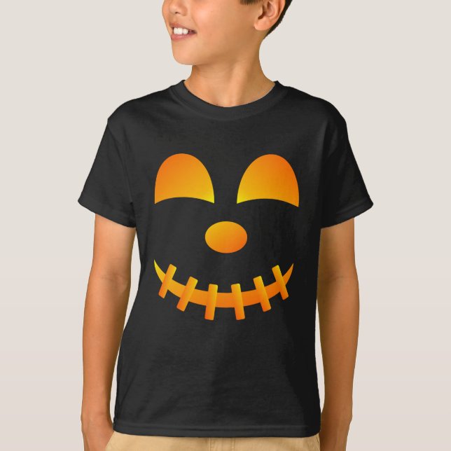 T-shirt du garçon à visage mou d'Halloween Jack-o' (Devant)