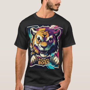T-shirt du lion du patron animal   Roi audacieux d