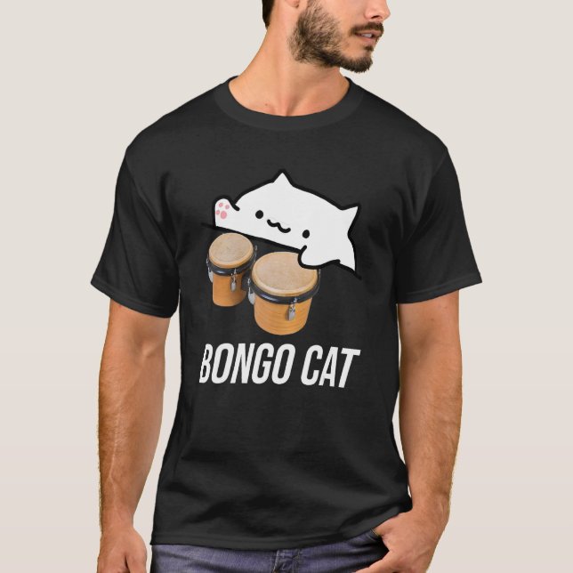 t-shirt du mème du chat bongo avec un mignon chat  (Devant)